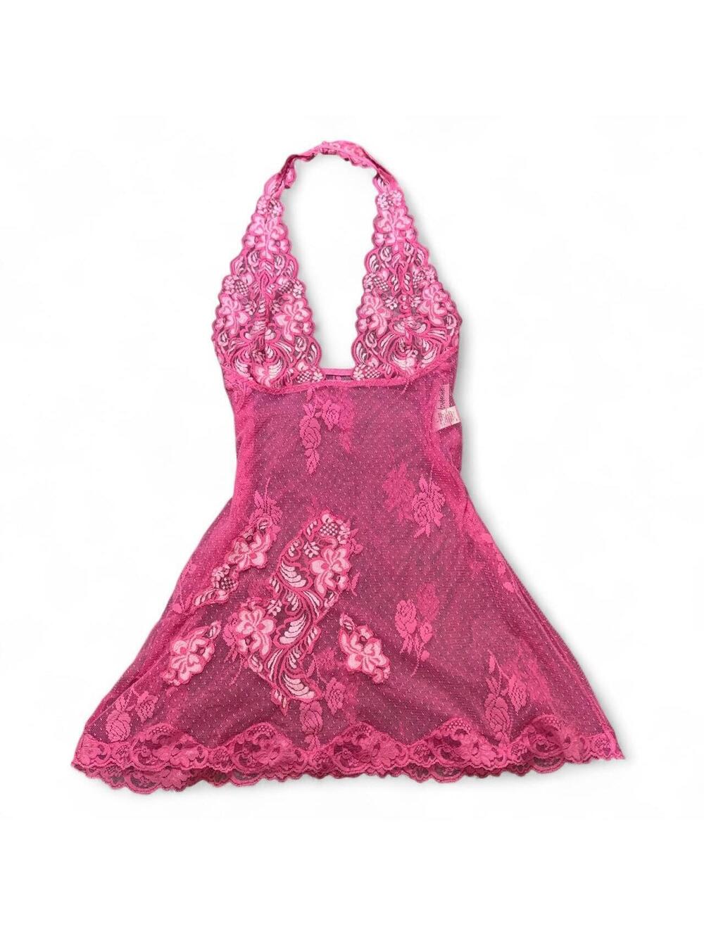 Vintage Frederick’s of Hollywood y2k pink lace lingerie slip